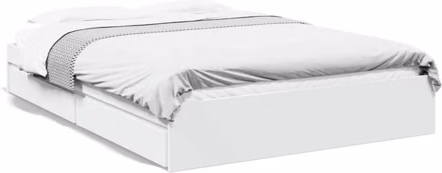 Berkfield Home King Size Bed Frame with Drawers in White, 150 x 200 cm