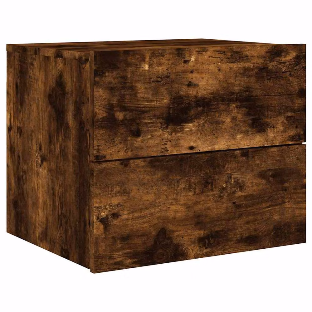 Berkfield Home Wall-mounted Bedside Cabinet with Integrated LED Lights in Smoked Oak Brown – 3
