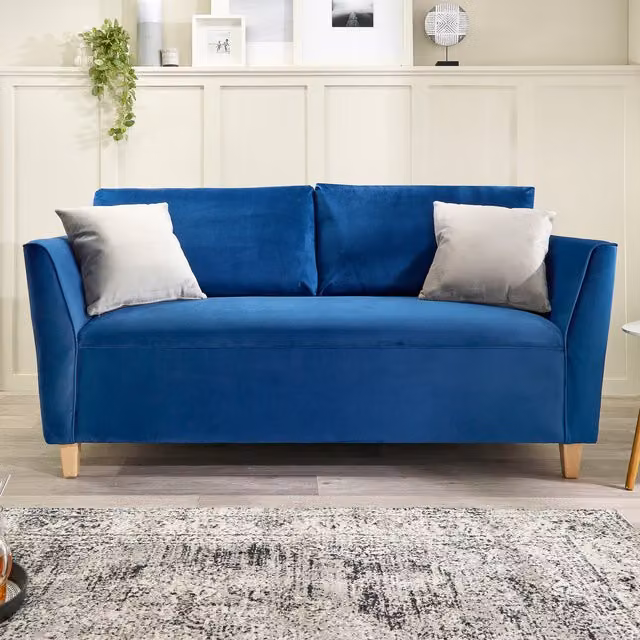 Aspire Ellie 3 Seater Sofa in Navy Brushed Velvet with Solid Wood Frame