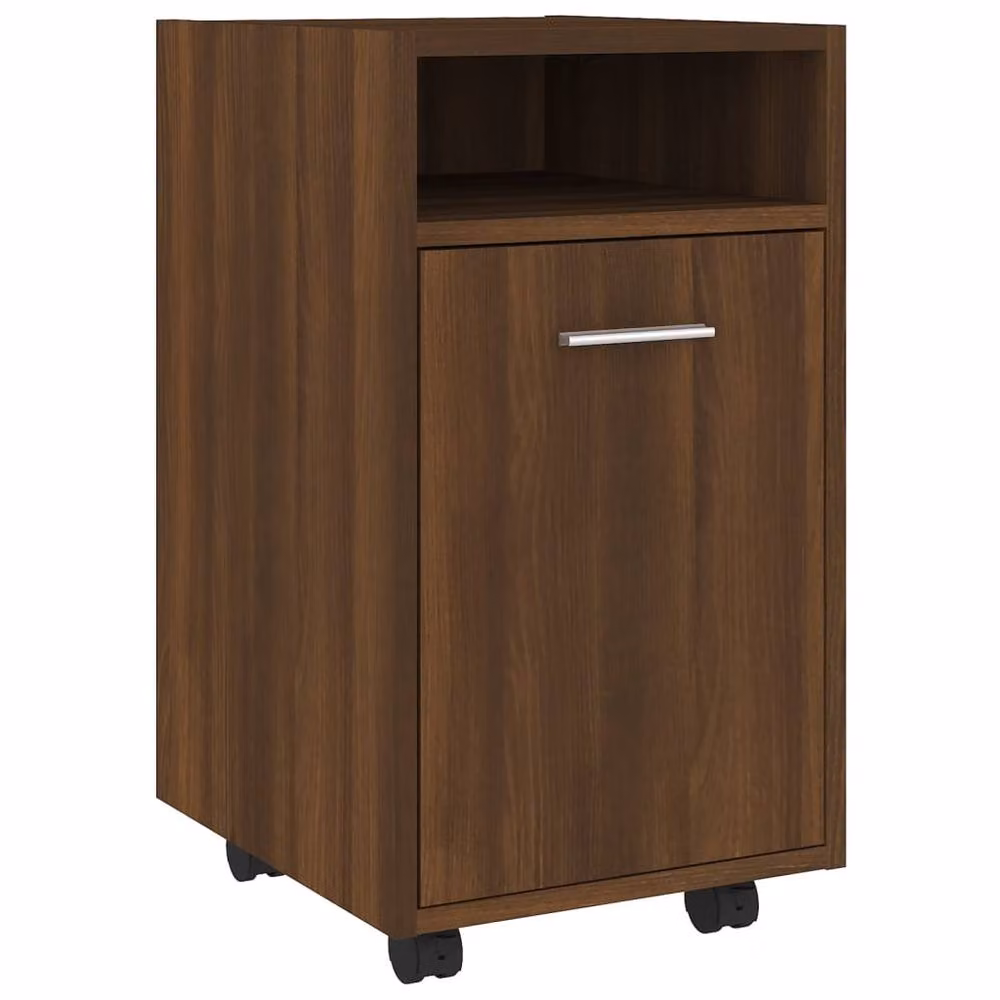Berkfield Home Side Cabinet with Wheels in Brown Oak, W/D/H: 33 x 38 x 60 cm – 3
