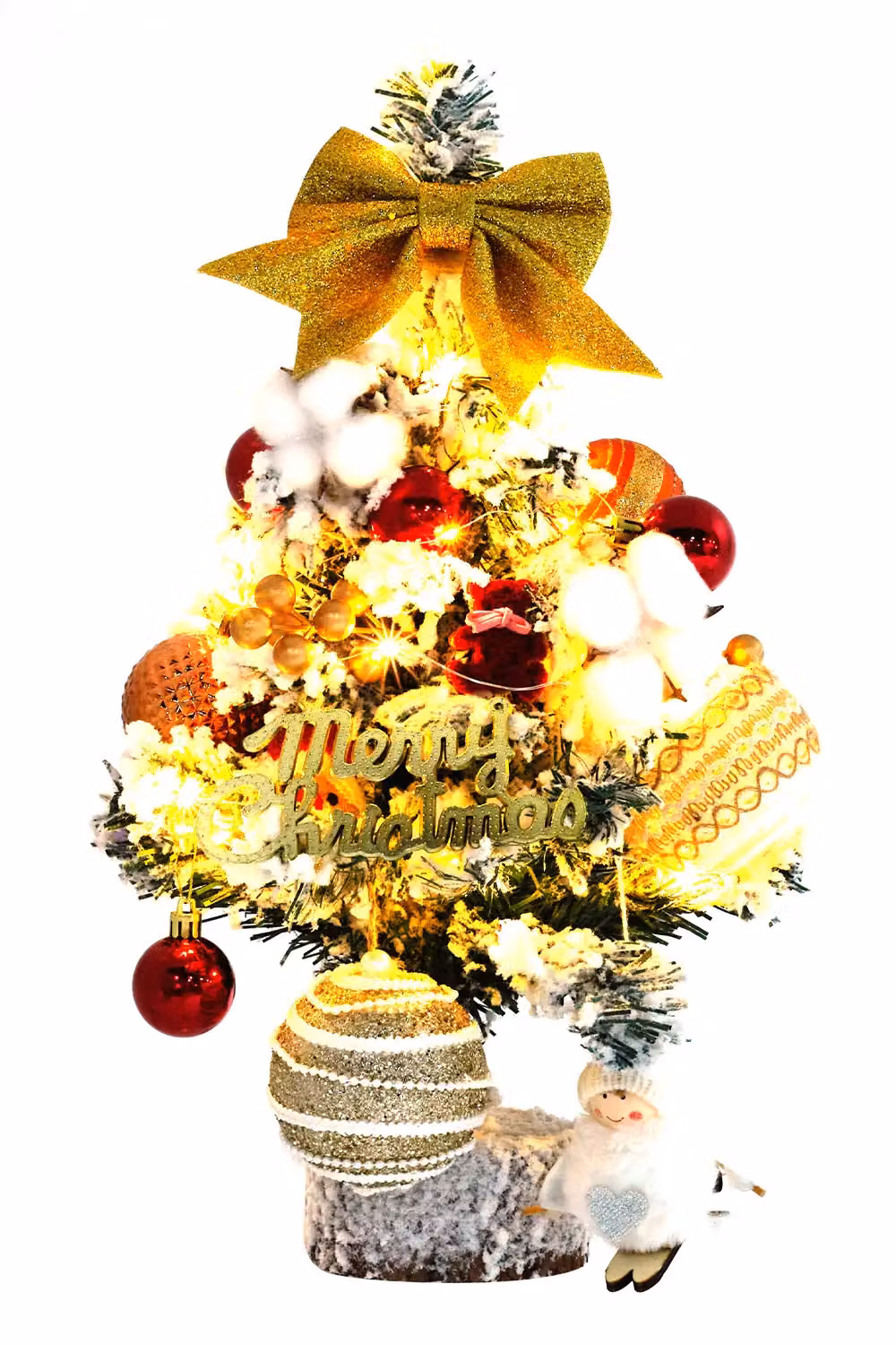 Living and Home Orange Rustic Mini Tabletop Christmas Tree with Multicolour LED Lights, Height: 45 cm – 3