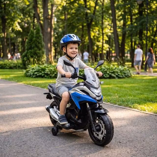 AIYAPLAY Electric Ride on Motorcycle with Light and Sound Effects, Blue – 1