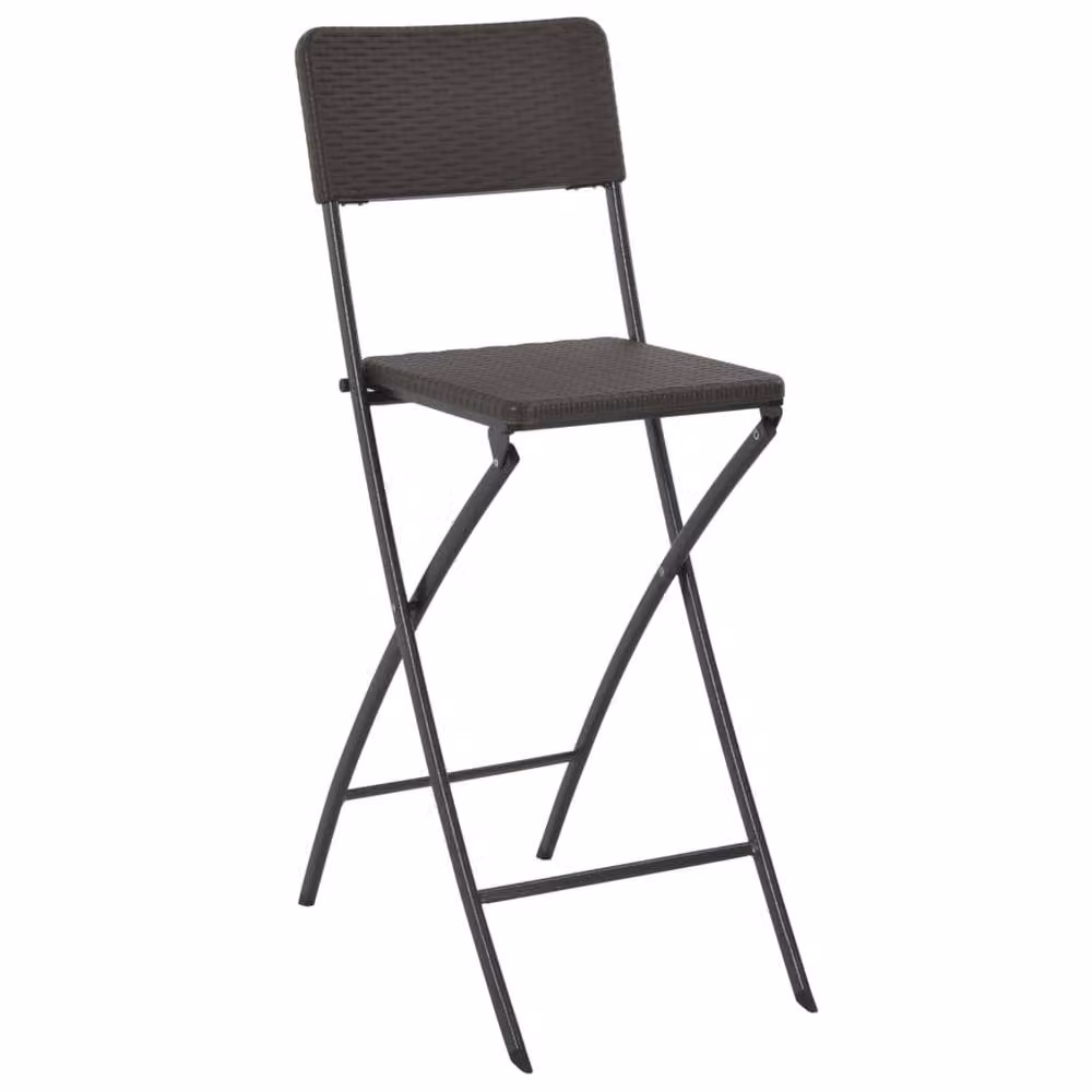 Berkfield Home Set of 2 Folding Bar Chairs in Brown Rattan Look with Steel and HDPE Construction – 2