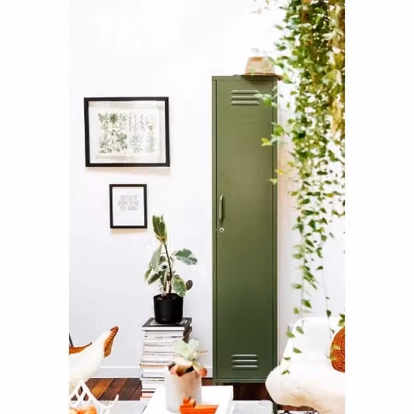 Mustard Made The Skinny Storage Locker in Green with Hinged Doors, Internal Shelves and Hanging Rod, W/D/H: 46 x 35 x 183 cm – 5