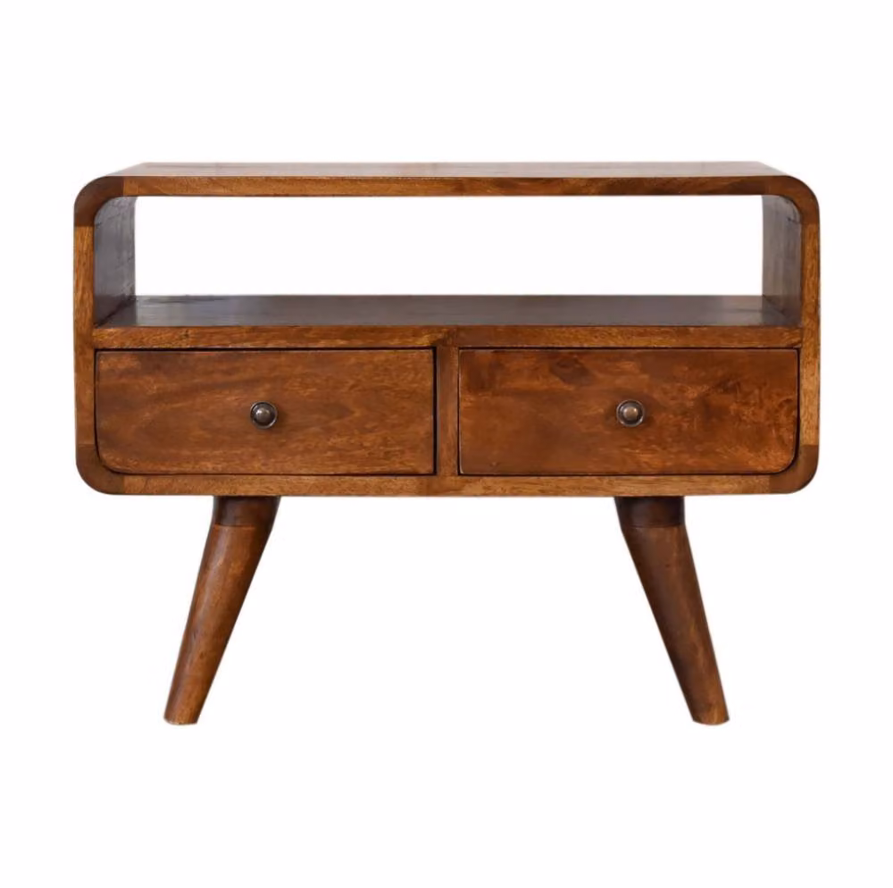 STILVORA Classic Brown Wood Chest of Drawers with 2 Drawers – 2