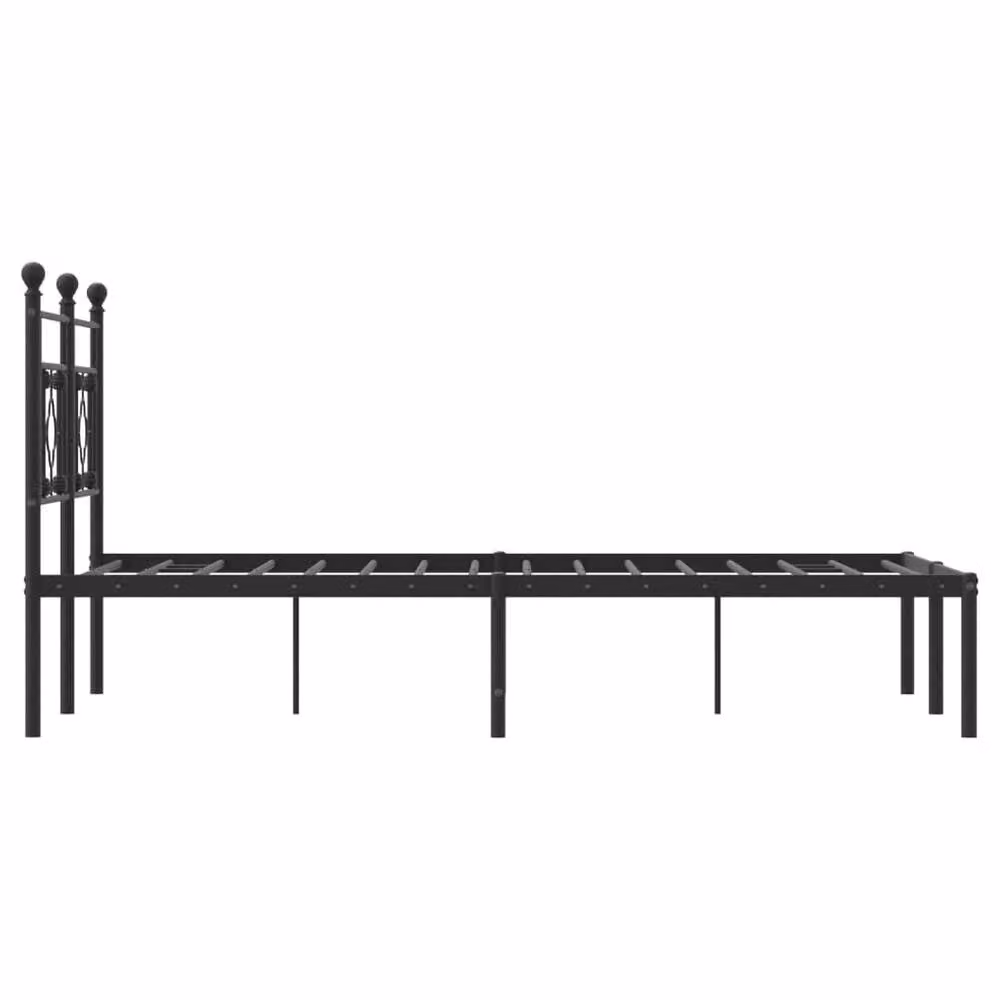 Berkfield Home Metal Bed Frame with Headboard, Black, W/D/H: 125 x 97 x 196 cm – 3