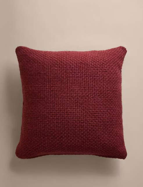 M&S Red Pure Wool Square Cushion