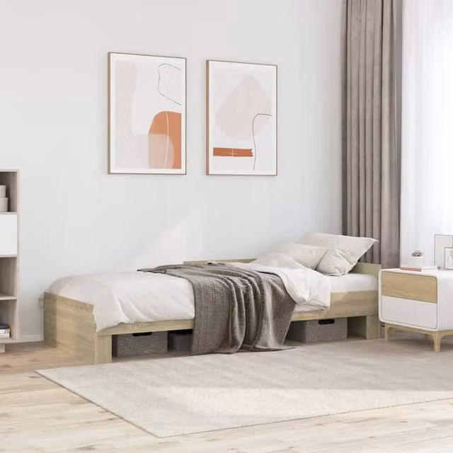 Berkfield Home Sonoma Oak Bed Frame in Brown, W/D/H: 100 x 200 cm – 1