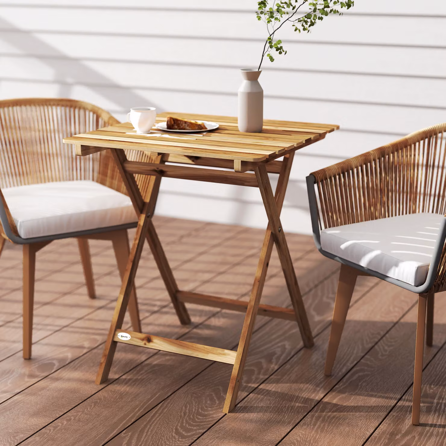 Outsunny Foldable Acacia Wood Outdoor Coffee Table in Brown, W/D/H: 60 x 73 x 30 cm – 5