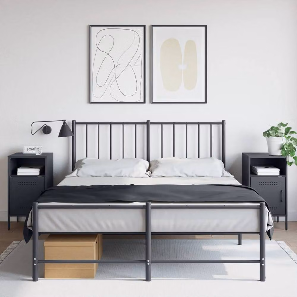 Berkfield Home Set of 2 Anthracite Steel Bedside Cabinets, W/D/H: 36 x 39 x 68 cm – 2