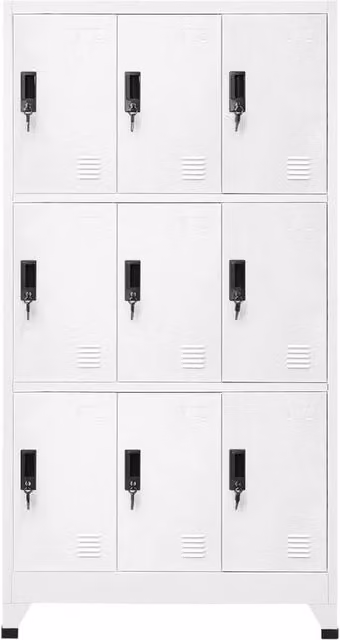 Berkfield Home Modern Steel Locker Cabinet in White, W/D/H: 90 x 45 x 180 cm
