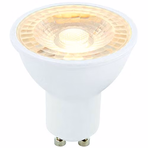 Loops 6W LED GU10 Light Bulb, Warm White 3000K, 420 Lumen, White and Transparent