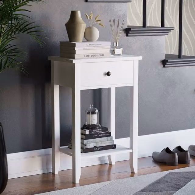 HD Designs Windsor Wooden Console Table with Drawers in White