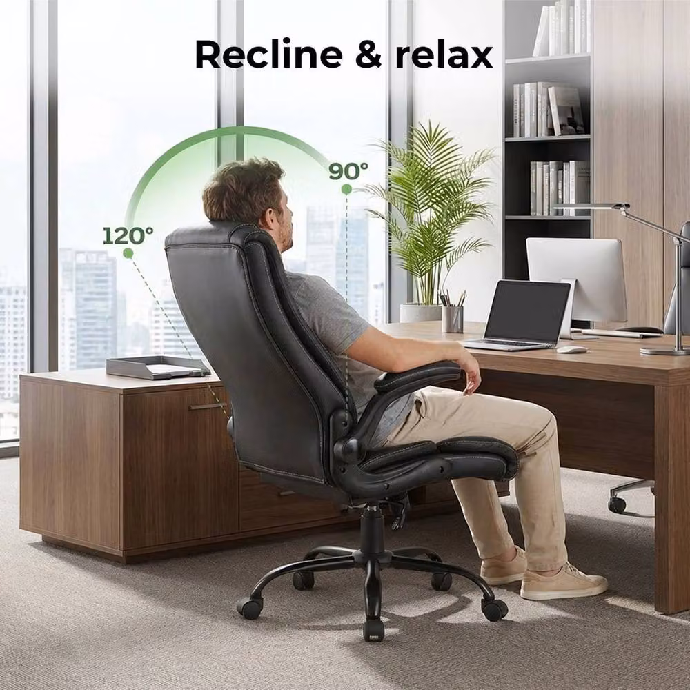 Kelvenix Executive Office Chair in Black Synthetic Leather – 3