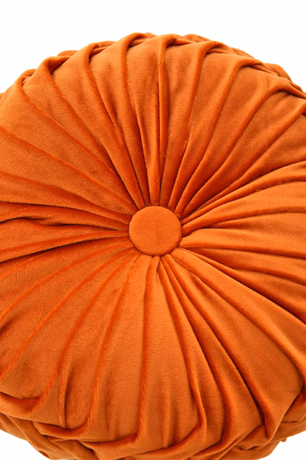 Living and Home Orange Velvet Pleated Round Throw Pillow, Diameter: 45 cm – 3