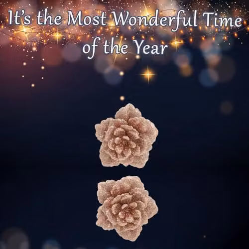 VFM e-Store 2 Pack Clip-On Glitter Flower Christmas Decorations in Rose Gold, W/D/H: 18 x 10.1 x 4.6 cm – 3