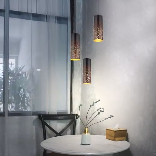 Globo Lighting Crocky Metal Pendant Light, Black and Gold, Height: 150 cm, Diameter: 34 cm, 3 x E27 – 5