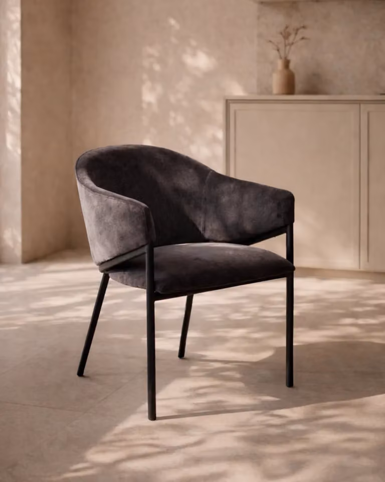 Tommy Franks Set of 2 Modern Black Microfibre Armchairs with Metal Upholstered Frame