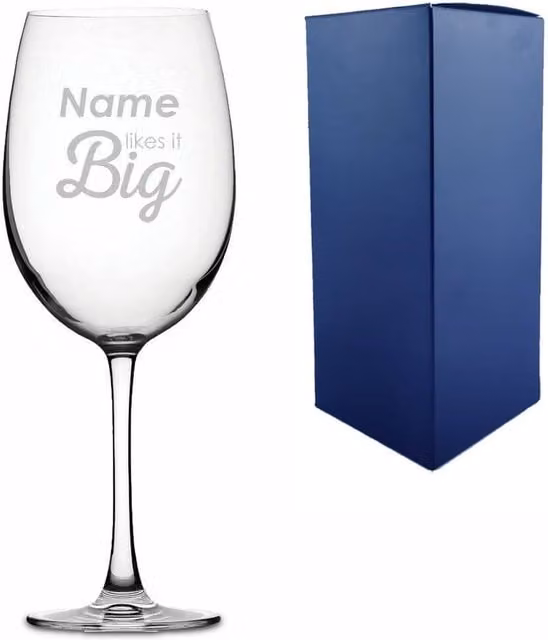Uniqueful Personalised Engraved Giant Wine Glass in Clear Glass