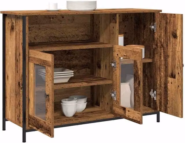 Berkfield Home Rustic Old Wood Sideboard in Brown, W/D/H: 100 x 35 x 75 cm – 1