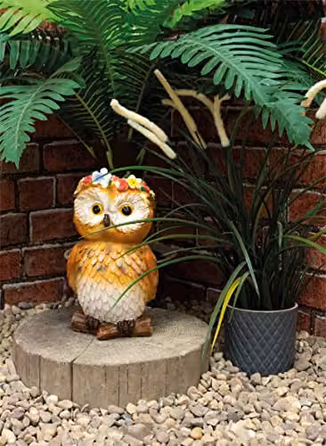 St Helens Home & Garden Solar Owl Garden Ornament in Brown with Light Up Headband – 2