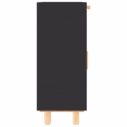 vidaXL Black Sideboard in Solid Pine Wood and Natural Rattan, W/D/H: 60 x 30 x 75 cm – 5