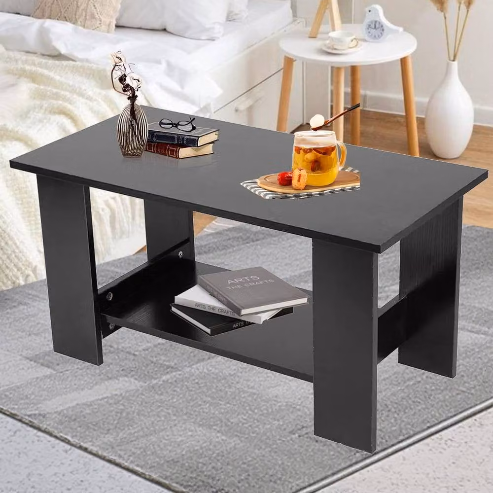 Kelvenix Modern Black Rectangular Coffee Table W/D/H: 80 x 40 x 42 cm – 5