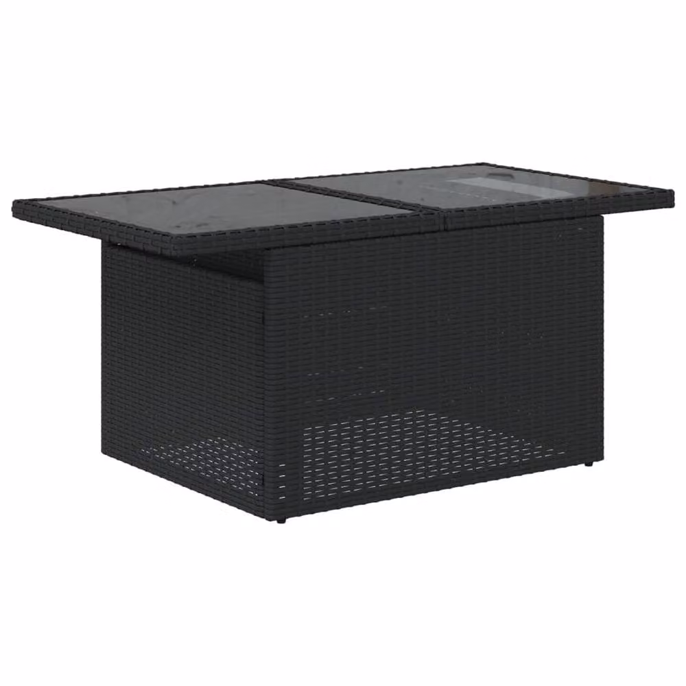 Berkfield Home Black Poly Rattan Garden Table with Glass Top, W/D/H: 100 x 55 x 73 cm – 4