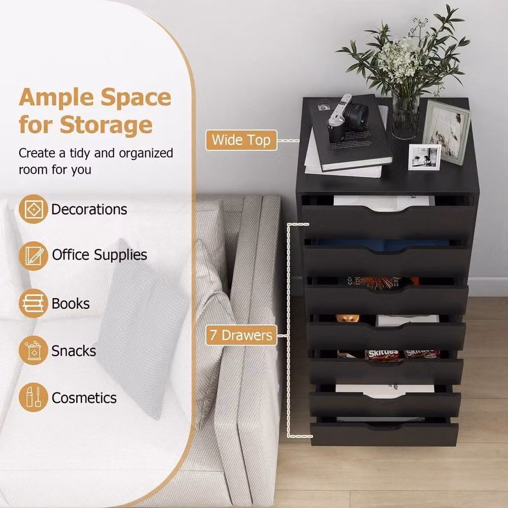 FORGEVIO 7-Drawer Mobile Storage Cabinet and Dresser Organizer in Black – 6