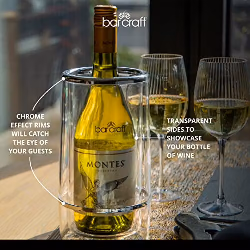BarCraft Double Walled Acrylic Wine Cooler in Transparent and Silver, W/D/H: 12 x 12 x 23 cm – 3