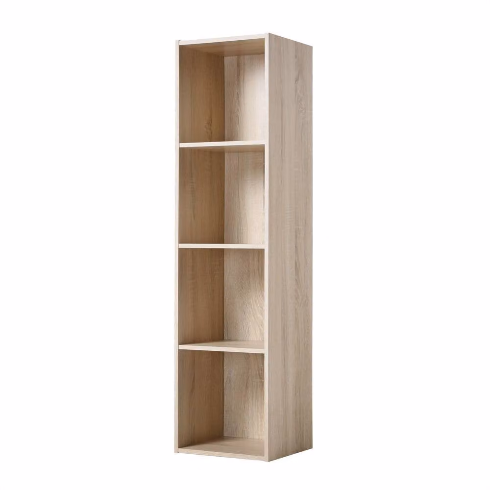 CALICOSY 4-Compartment Cube Storage Shelf in Natural, H 122.5 x W 31.1 x D 29.5 cm – 2