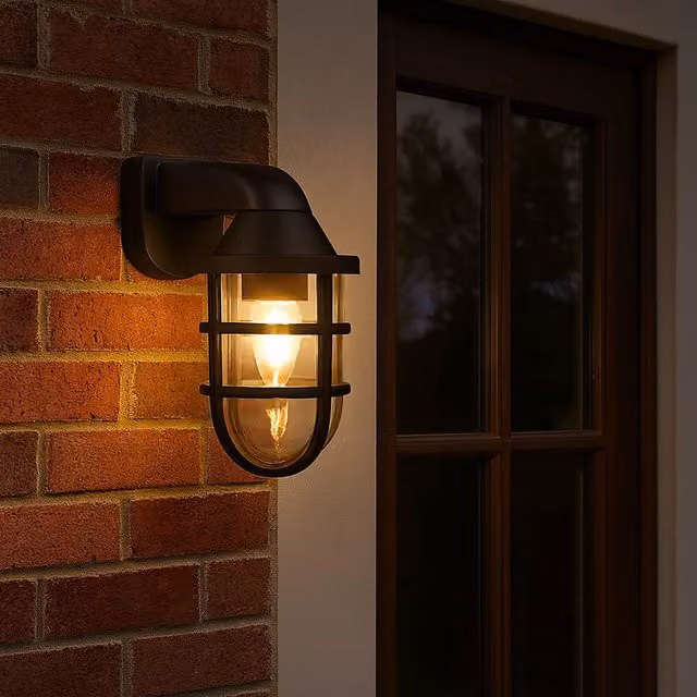Lighting Collection Lighthouse Maritime Black Outdoor Wall Lantern with Transparent Glass – 2