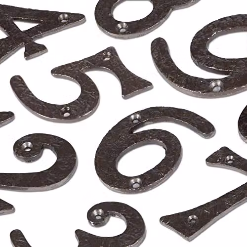 Hammer and Tongs Rustic Metal Number 4 Wall Numeral in Grey, Pack of 2, Height: 7 cm – 3