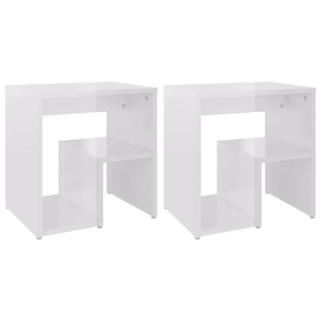Berkfield Home Set of 2 High Gloss White Bedside Cabinets, W/D/H: 40 x 30 x 40 cm – 2