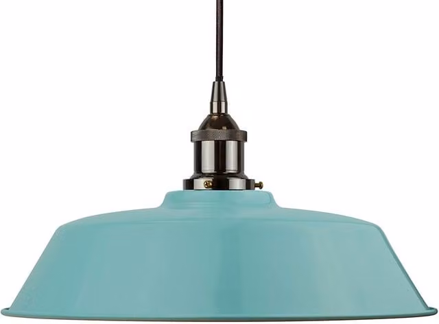 SE Home Chancery Round Pendant Light in Duck Egg Blue and Black Nickel