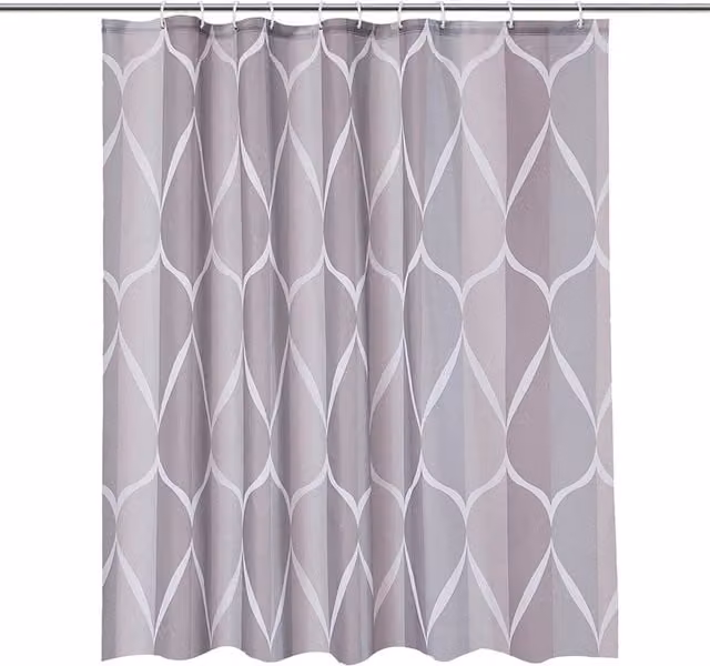 Neel Blue Lattice Grey Polyester Water-Resistant Shower Curtain with 12 Hooks, W: 180 cm, H: 200 cm – 1