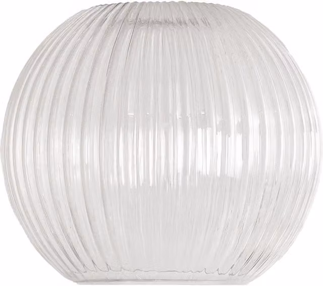 ValueLights Maddison Ribbed Glass Globe Easy Fit Pendant Lamp Shade with LED Bulb, White and Transparent