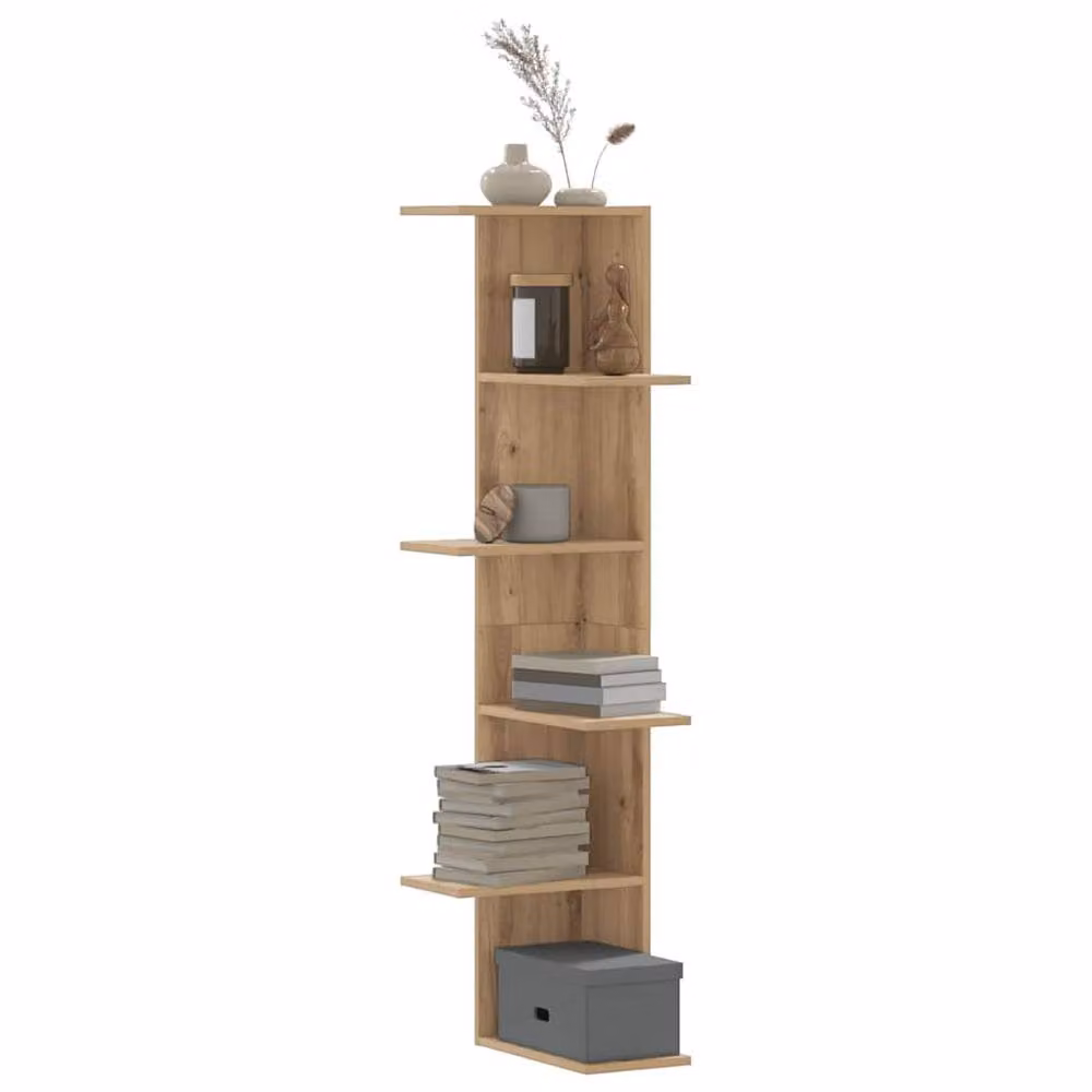 Berkfield Home Artisan Oak Wall Corner Shelf in Brown, W/D/H: 36.5 x 36.5 x 140 cm – 2
