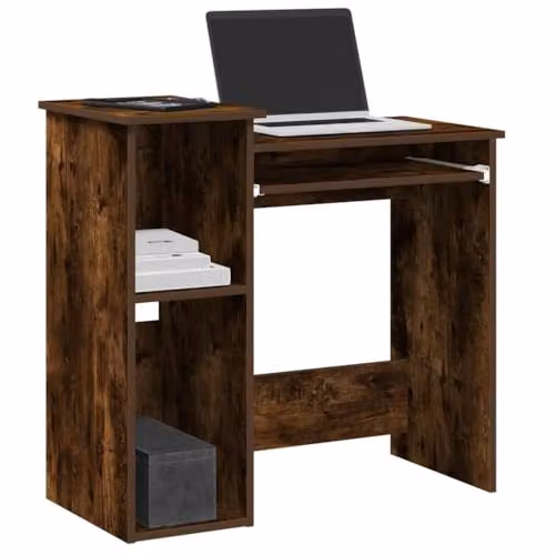 vidaXL Desk with Shelves in Brown Oak, W/D/H: 84 x 40 x 78 cm – 4
