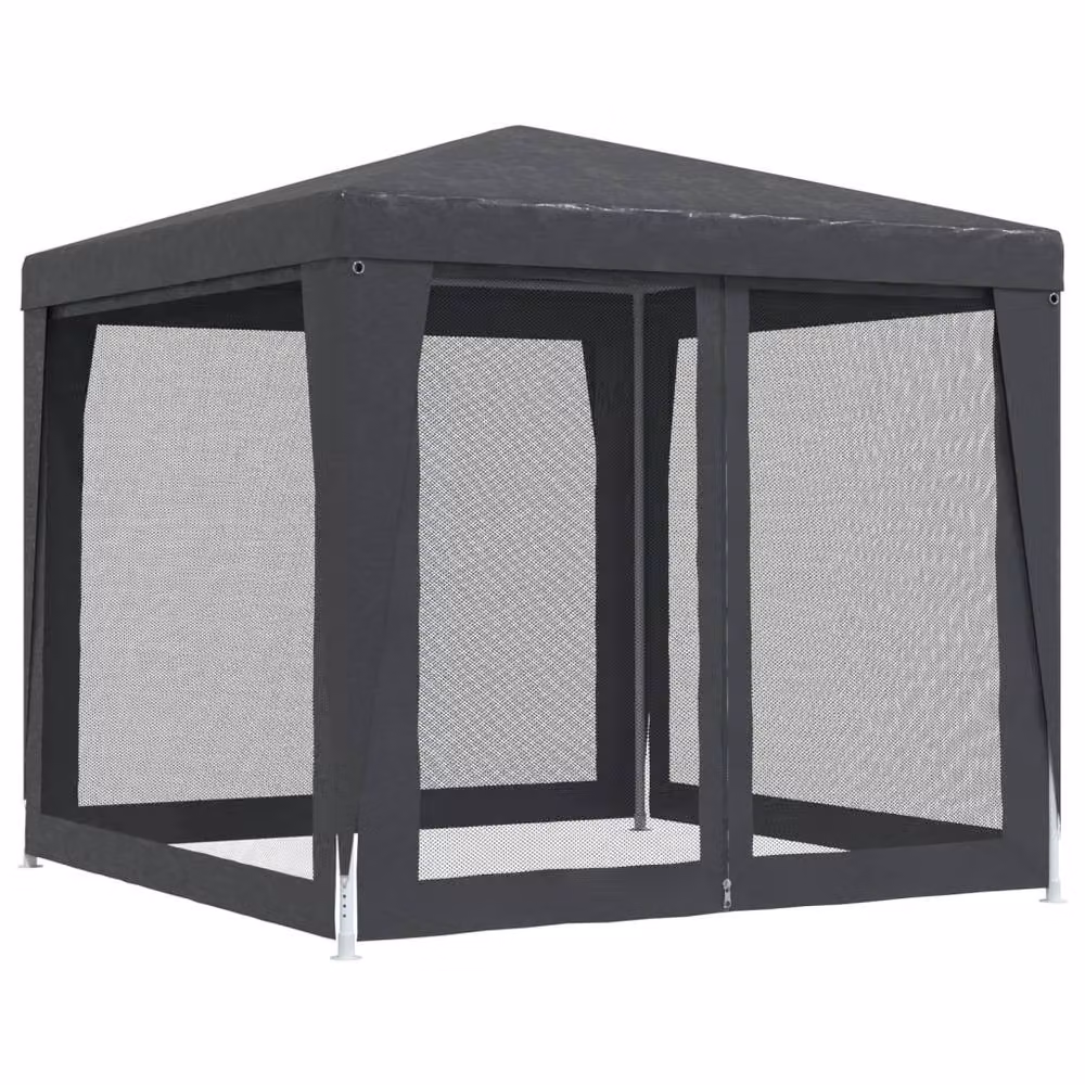 Berkfield Home Party Tent with 4 Mesh Sidewalls, Anthracite and Black, W/D: 2.5 x 2.5 m – 4