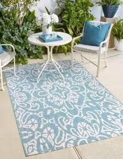 Rugstyle Summer Breeze Outdoor Garden Rug in Blue and Turquoise, W: 100 cm, L: 150 cm