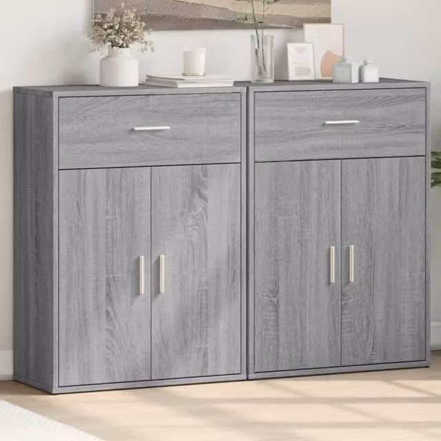 Berkfield Home Set of 2 Modern Grey Sonoma Sideboards in Engineered Wood W/D/H: 60 x 30 x 84 cm – 1