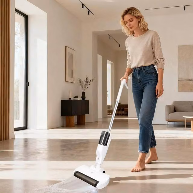 EONLION Electric Wet and Dry Floor Cleaner Washing Machine Vacuum in White, Height: 100 cm