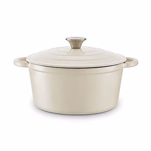 Tower Casserole Pan with Enamel Interior, 24cm, Cream/Beige