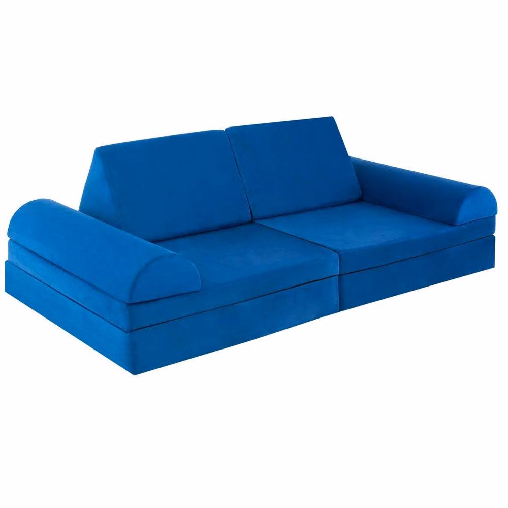 Costway 6-Piece Modular Convertible Foam Kids Play Couch Sofa Playset in Blue – 3