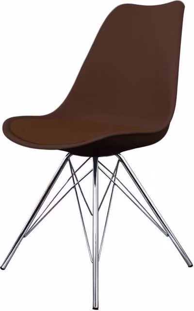 Fusion Living Soho Plastic Dining Chair with Chrome Metal Legs - Brown