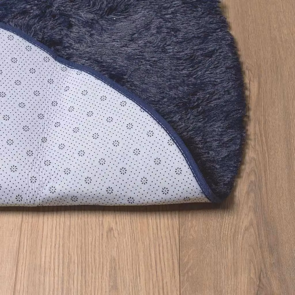 Berkfield Home NAVARRA Navy Blue Shaggy High Pile Polyester Rug, W/D: 200 x 200 cm – 4
