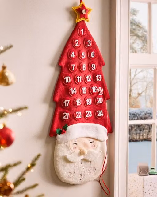 Dibor Jolly Santa Hanging Christmas Advent Calendar for Children in White and Red – 1