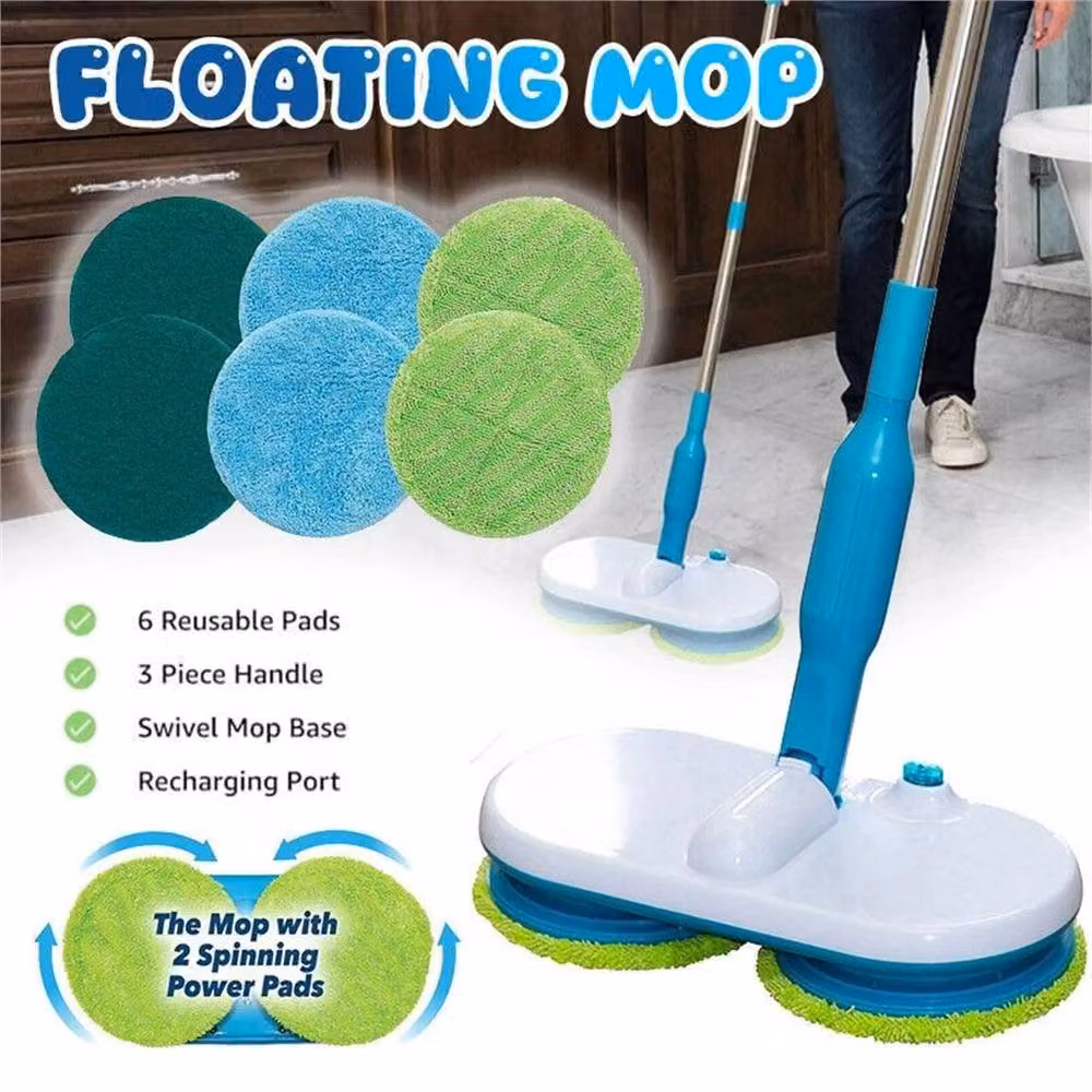 VOGREX Rechargeable Cordless Electric Spin Mop with 6 Pads in Blue – 2