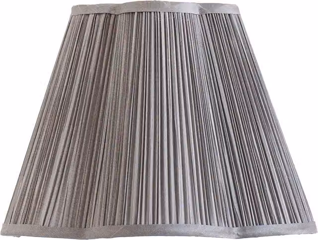 ValueLights Loralei Large Pleated Dark Faux Silk Scallop Cone Lamp Shade in Grey